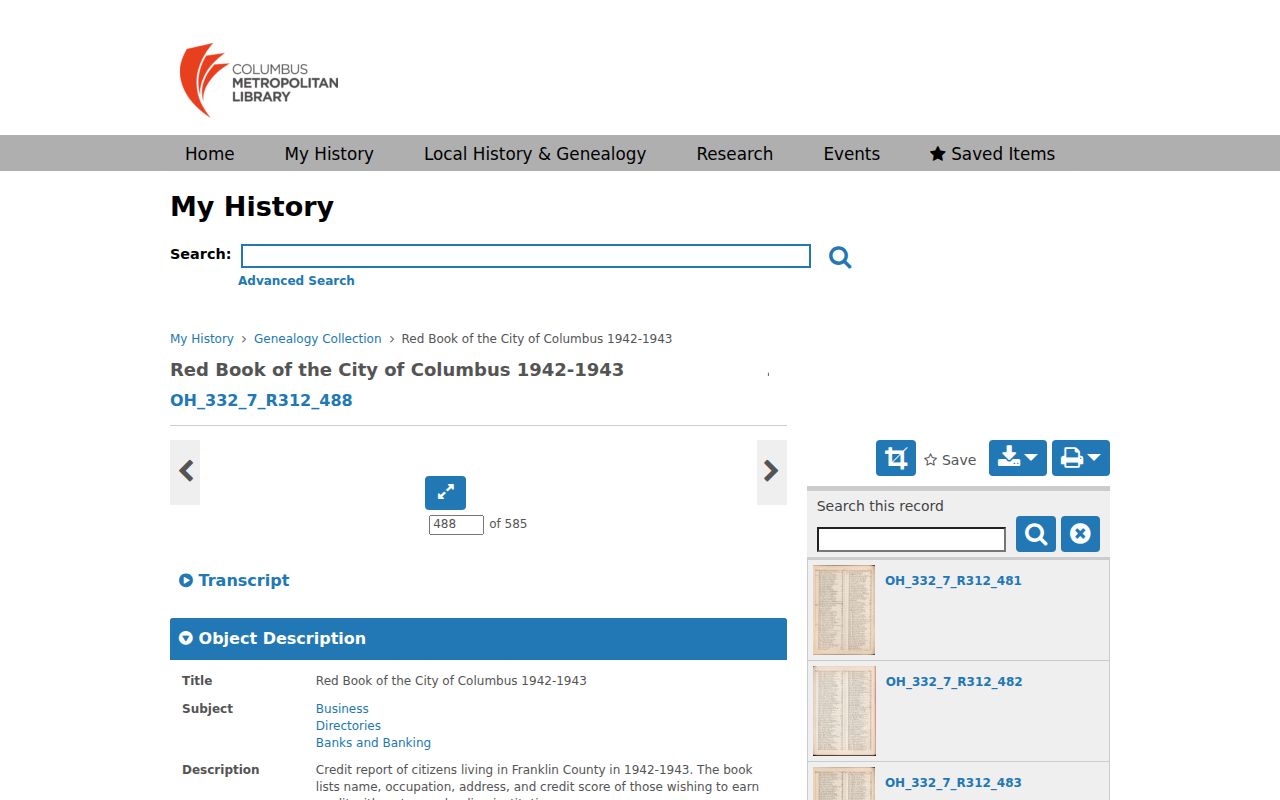 Columbus city directory 1942-43 Red Book entry