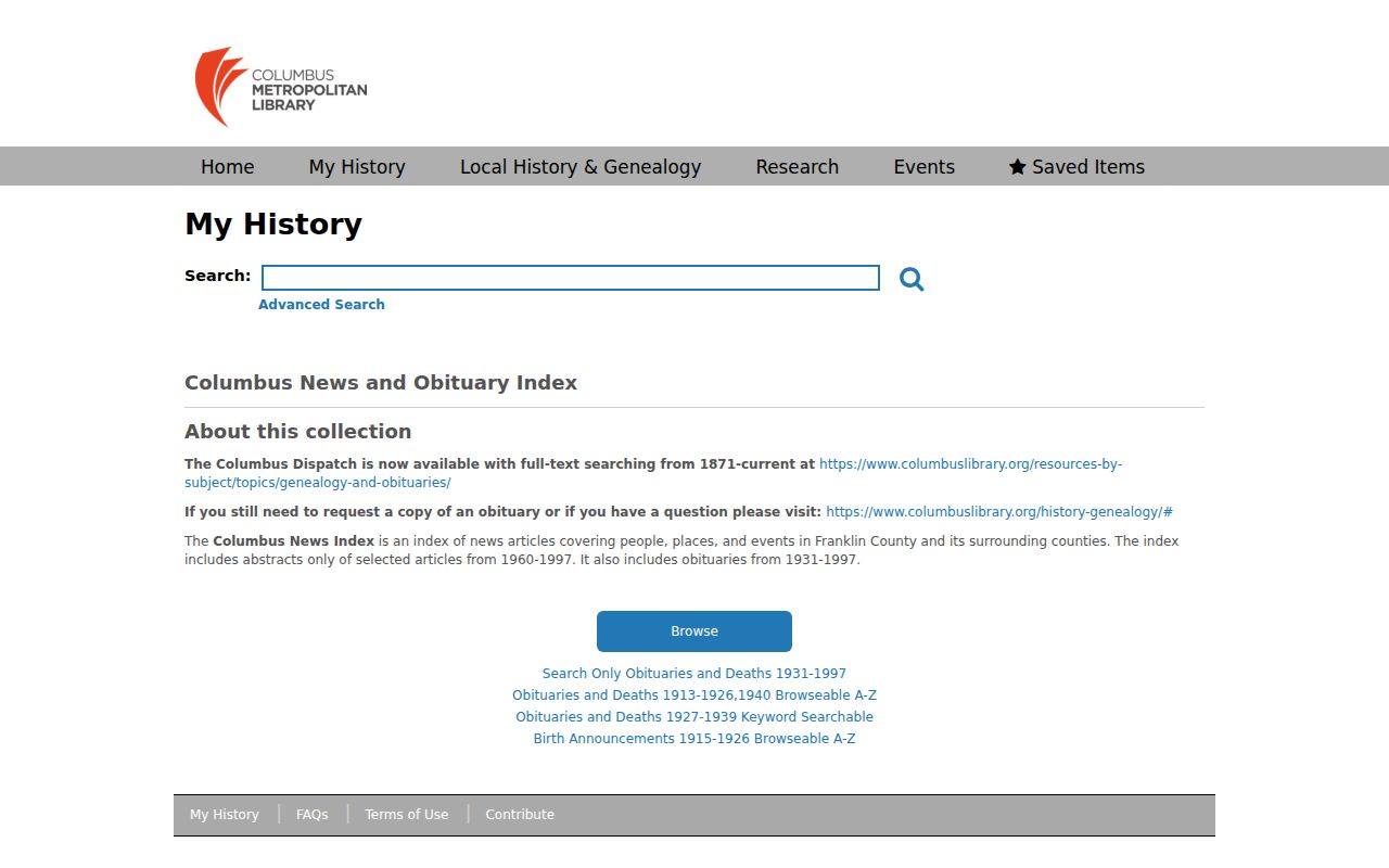 Columbus city directory news and obituary index