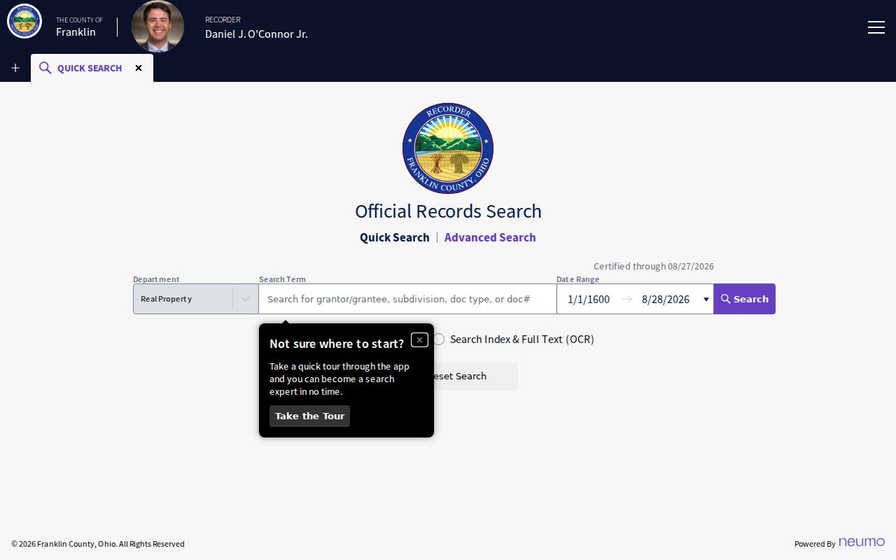 Columbus residents directory Franklin County Recorder search
