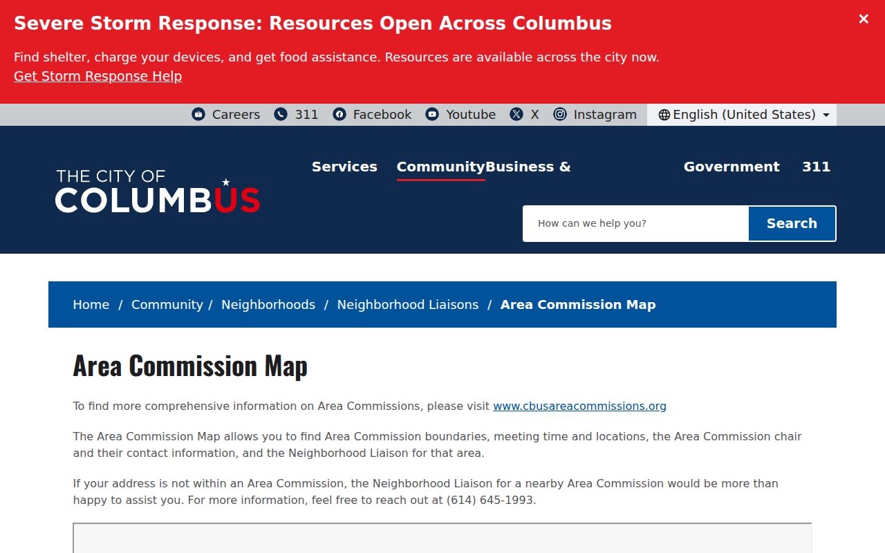 Columbus neighbors Area Commission map