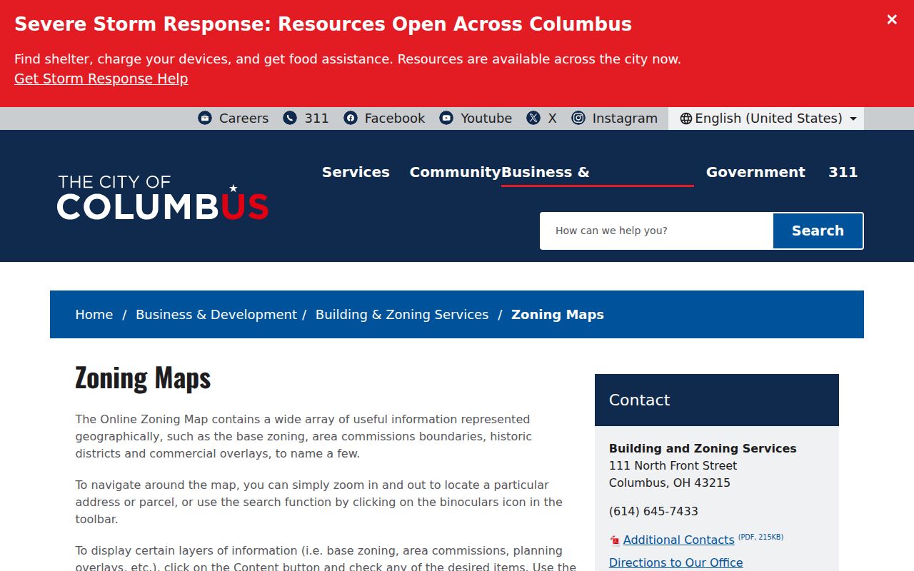 Columbus neighbors zoning maps and address search instructions