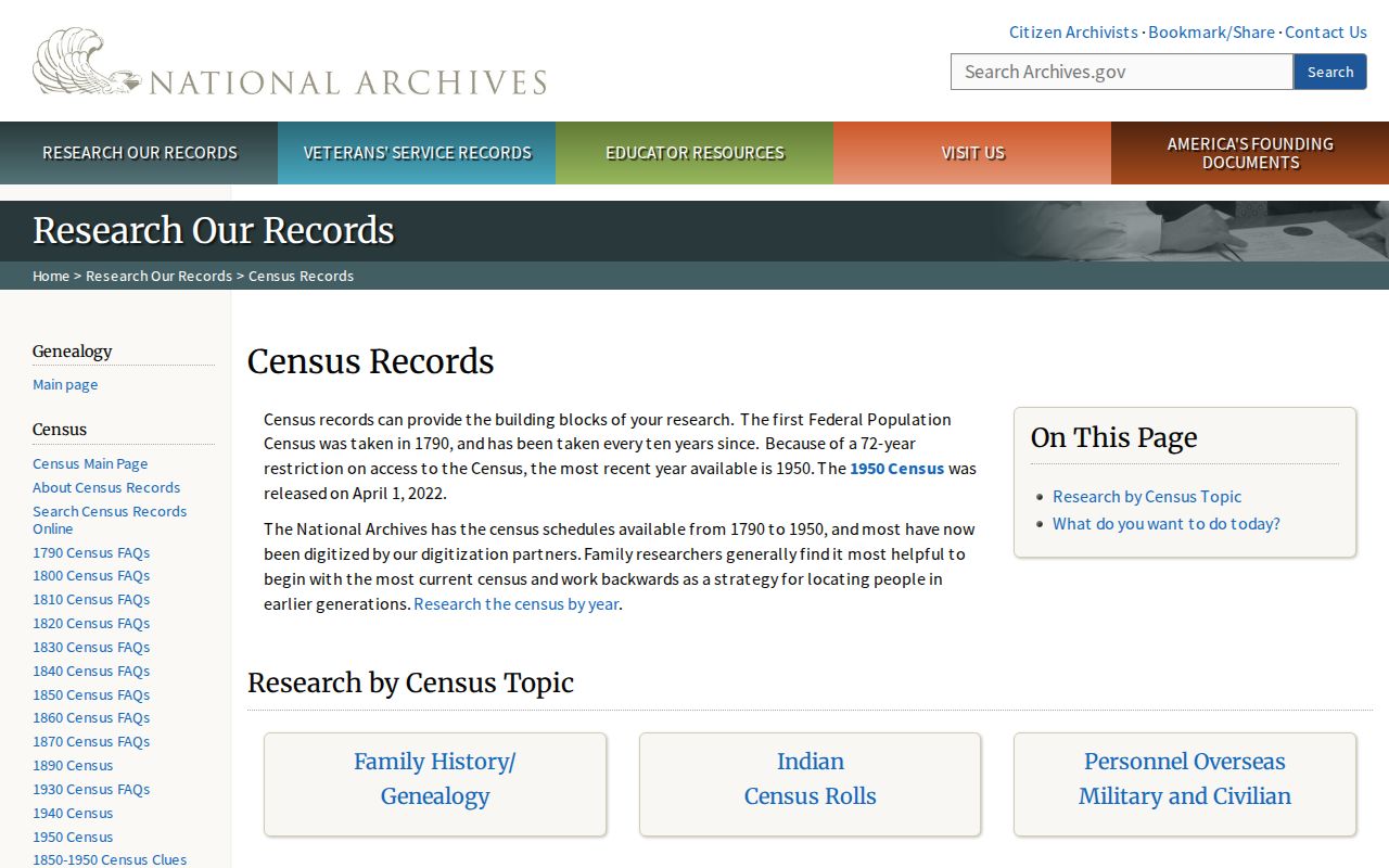 Columbus previous residents federal census research