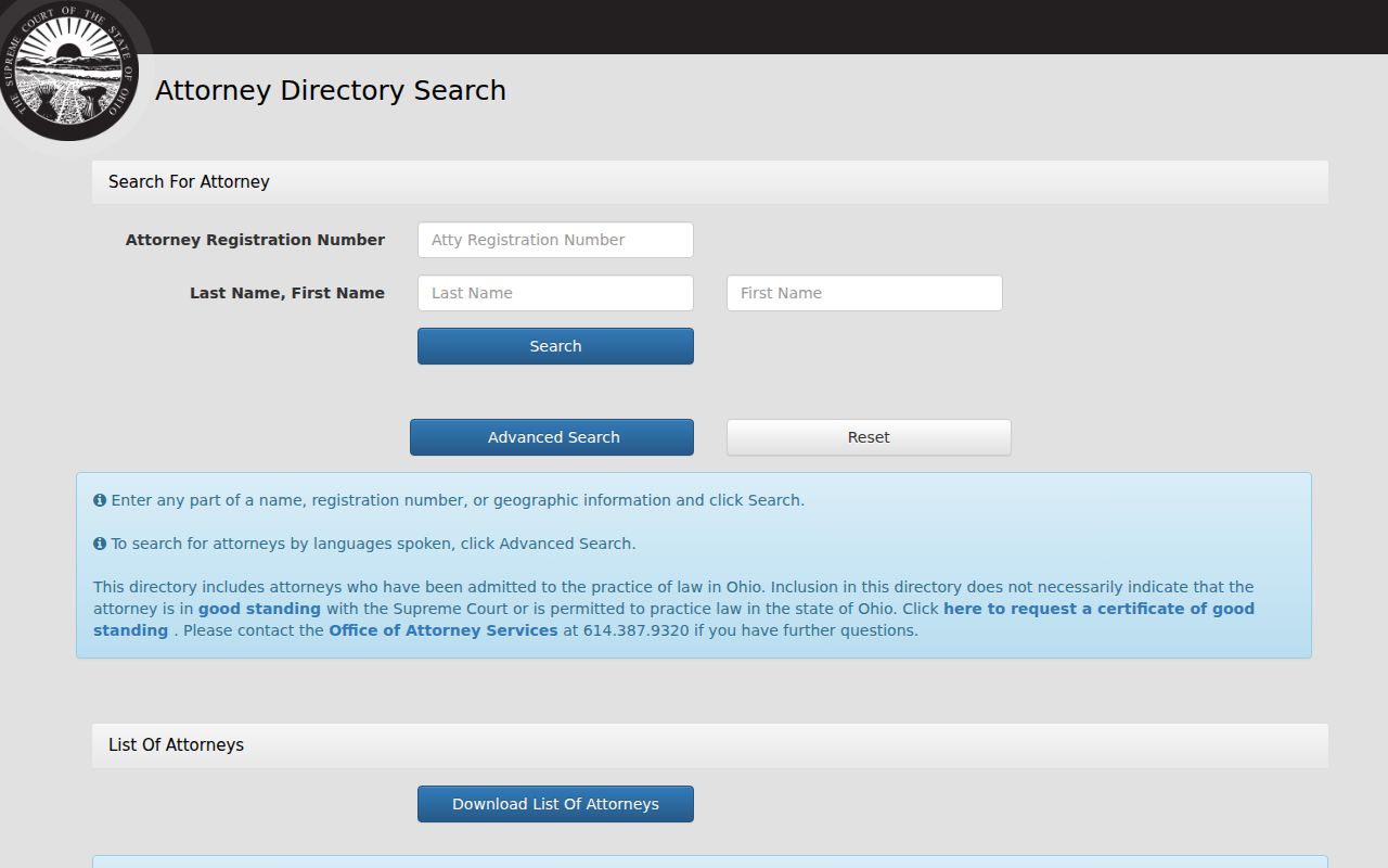 Columbus resident lookup Ohio attorney directory search