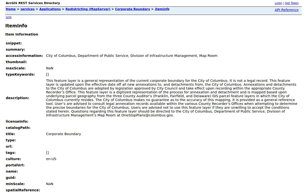 Columbus ZIP code directory corporate boundary GIS metadata